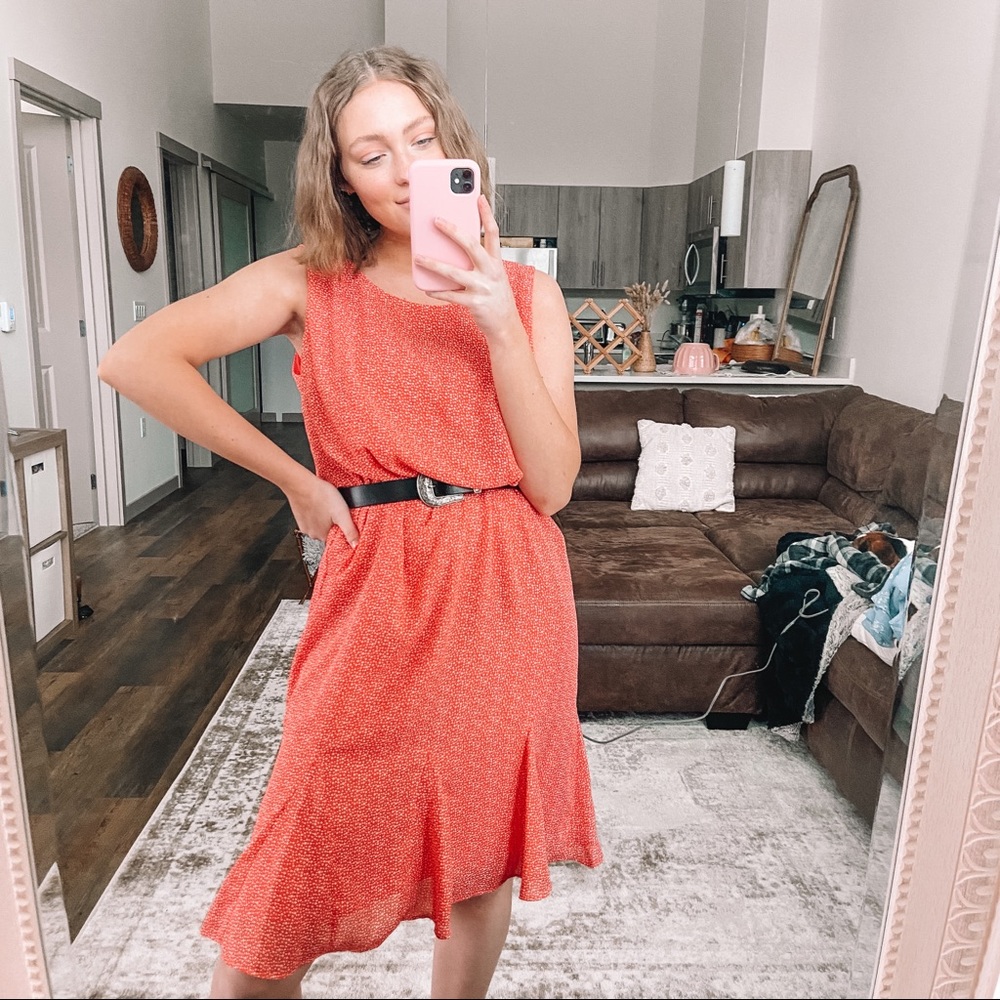 Vintage red polka dot midi dress